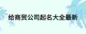 給商貿公司起名大全最新