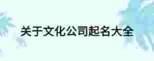 關于文化公司起名大全