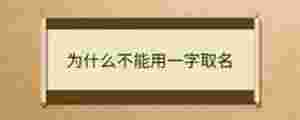 為什么不能用一字取名