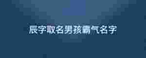 辰字取名男孩霸氣名字