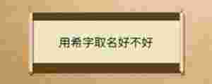用希字取名好不好
