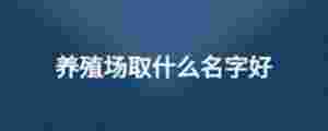 養殖場取什么名字好