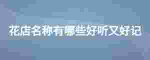 花店名稱有哪些好聽又好記