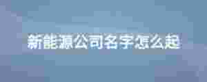 新能源公司名字怎么起