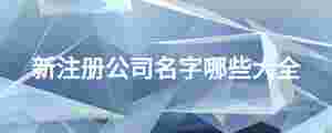 新注冊公司名字哪些大全