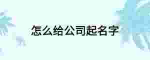 怎么給公司起名字