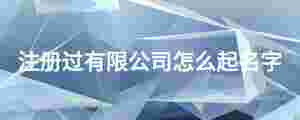 注冊過有限公司怎么起名字