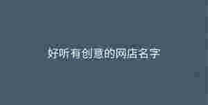 好聽有創(chuàng)意的網(wǎng)店名字