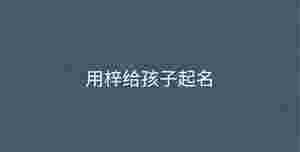 用梓給孩子起名