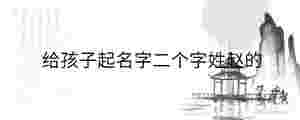 給孩子起名字二個字姓趙的